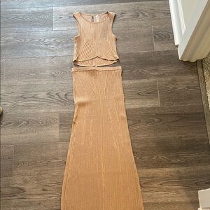 Devon Windsor Tan Ribbed Knit Two-Piece Set